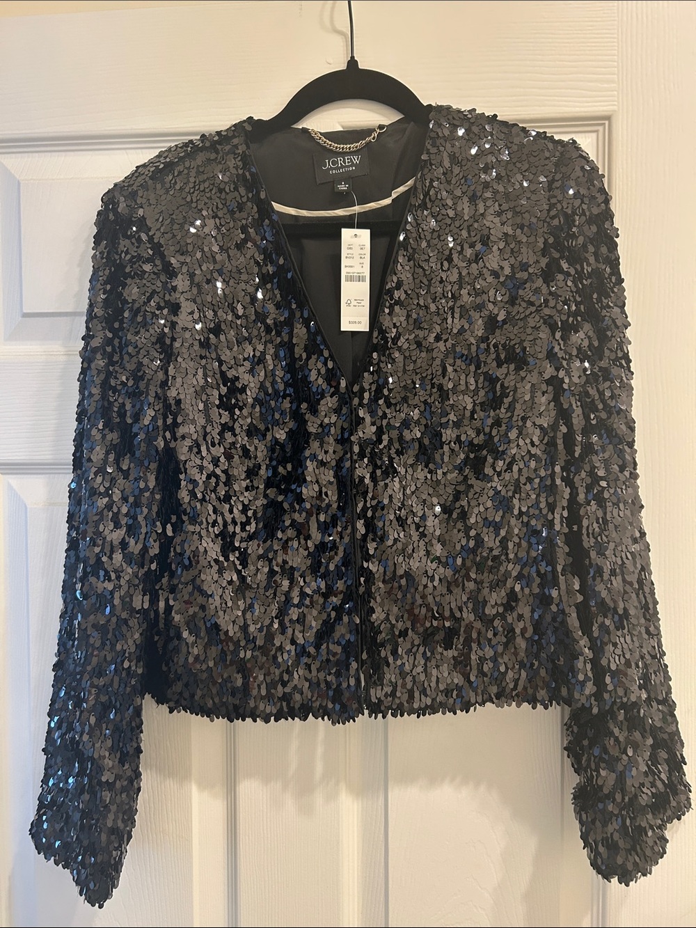 J. Crew Black Sequin Cropped Blazer